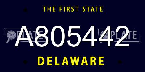 A805442 Delaware License Plate