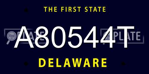 A80544T Delaware License Plate