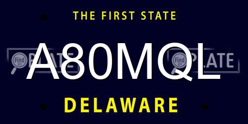 A80MQL Delaware License Plate