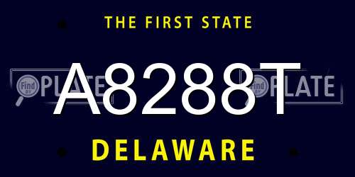 A8288T Delaware License Plate
