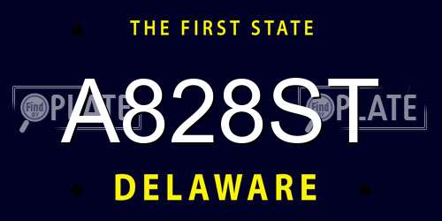 A828ST Delaware License Plate