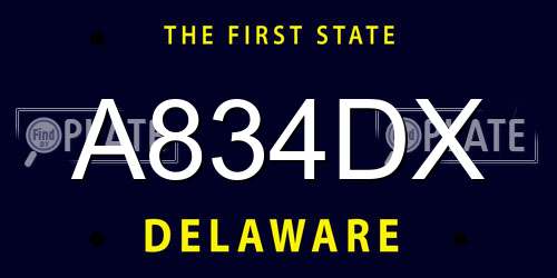 A834DX Delaware License Plate