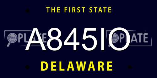 A845IO Delaware License Plate