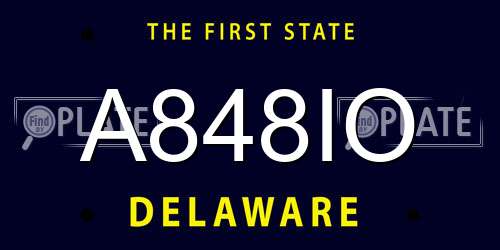 A848IO Delaware License Plate