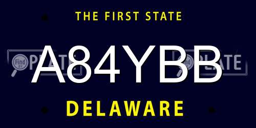 A84YBB Delaware License Plate