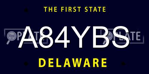 A84YBS Delaware License Plate