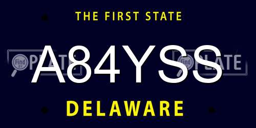 A84YSS Delaware License Plate
