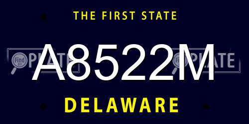 A8522M Delaware License Plate