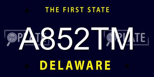 A852TM Delaware License Plate