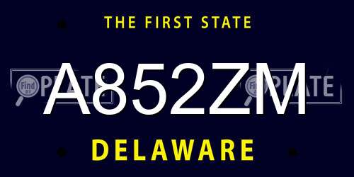 A852ZM Delaware License Plate