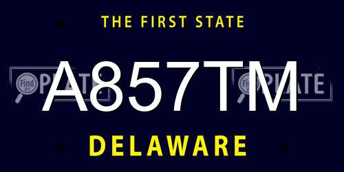 A857TM Delaware License Plate