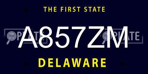 A857ZM Delaware License Plate