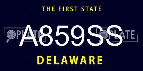 A859SS Delaware License Plate