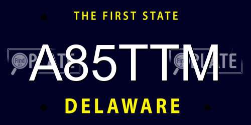 A85TTM Delaware License Plate