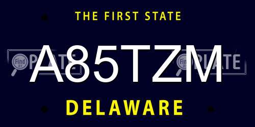 A85TZM Delaware License Plate