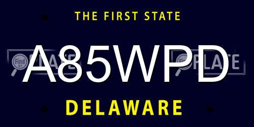 A85WPD Delaware License Plate