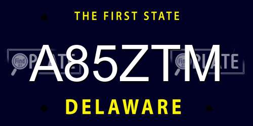 A85ZTM Delaware License Plate