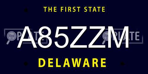A85ZZM Delaware License Plate