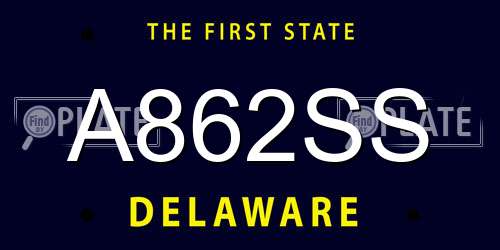 A862SS Delaware License Plate