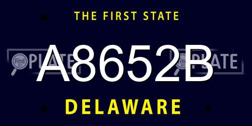 A8652B Delaware License Plate