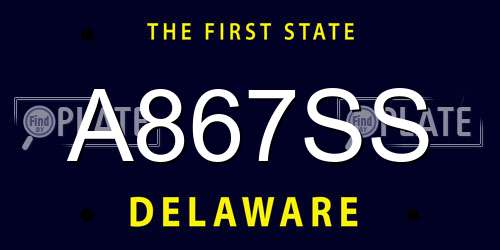 A867SS Delaware License Plate