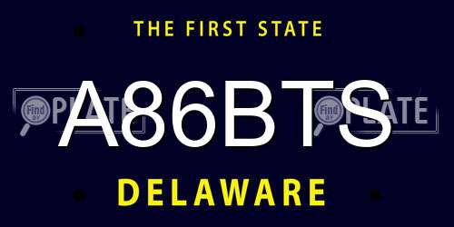 A86BTS Delaware License Plate