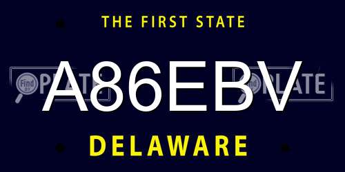 A86EBV Delaware License Plate