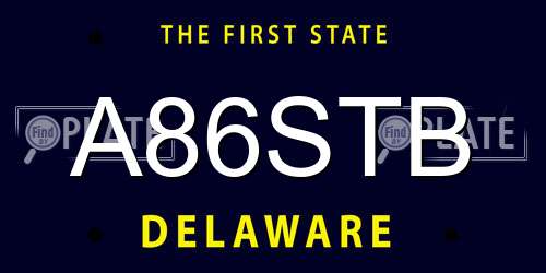 A86STB Delaware License Plate