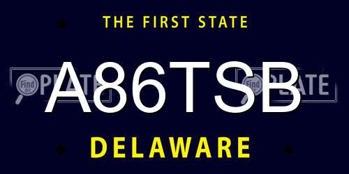 A86TSB Delaware License Plate