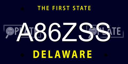 A86ZSS Delaware License Plate