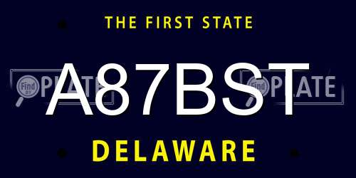A87BST Delaware License Plate