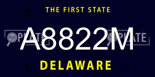 A8822M Delaware License Plate