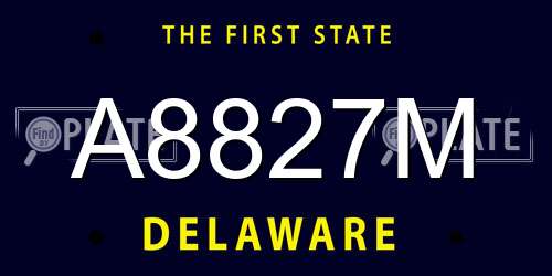 A8827M Delaware License Plate