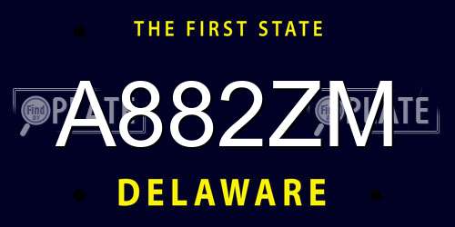 A882ZM Delaware License Plate