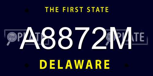 A8872M Delaware License Plate