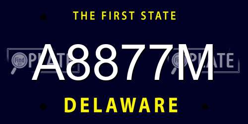 A8877M Delaware License Plate