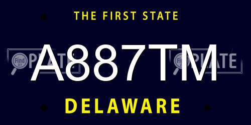 A887TM Delaware License Plate