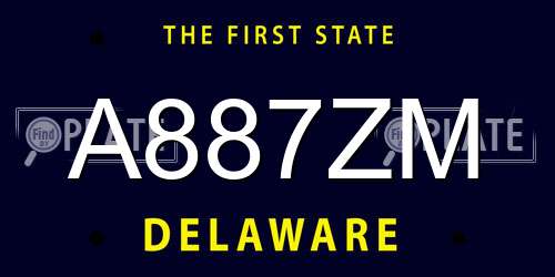 A887ZM Delaware License Plate