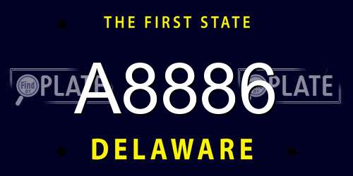 A8886 Delaware License Plate