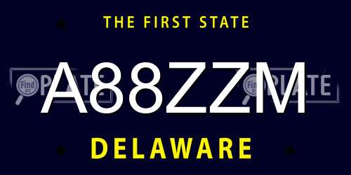 A88ZZM Delaware License Plate