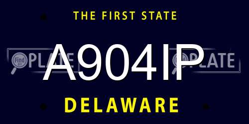 A904IP Delaware License Plate