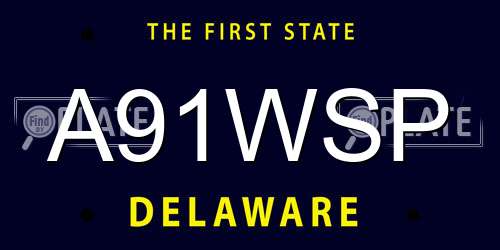 A91WSP Delaware License Plate