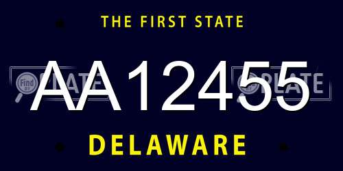 AA12455 Delaware License Plate