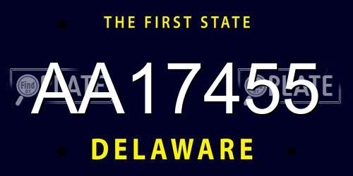 AA17455 Delaware License Plate