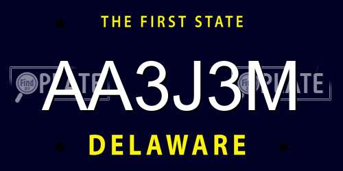 AA3J3M Delaware License Plate