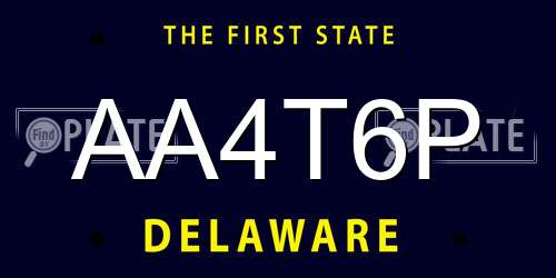 AA4T6P Delaware License Plate