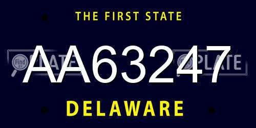 AA63247 Delaware License Plate