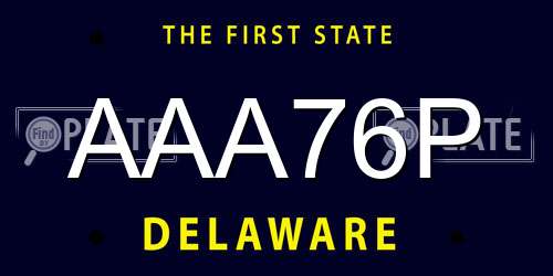 AAA76P Delaware License Plate