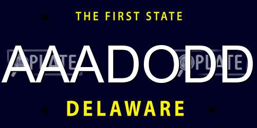 AAADODD Delaware License Plate