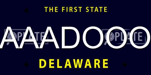 AAADOOO Delaware License Plate